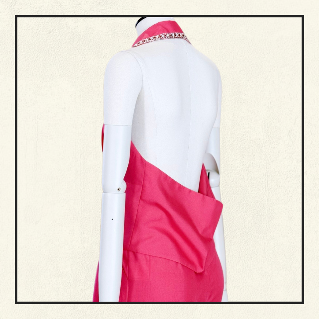 BACKLESS SILK EMBROIDERED TOP