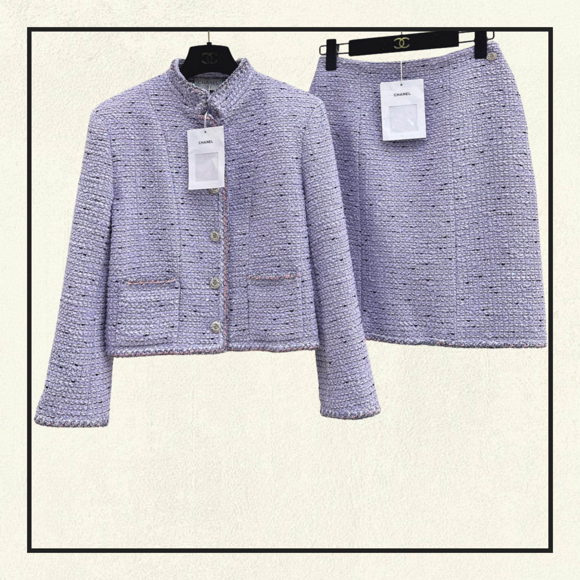 SEQUIN TWEED JACKET & SKIRT