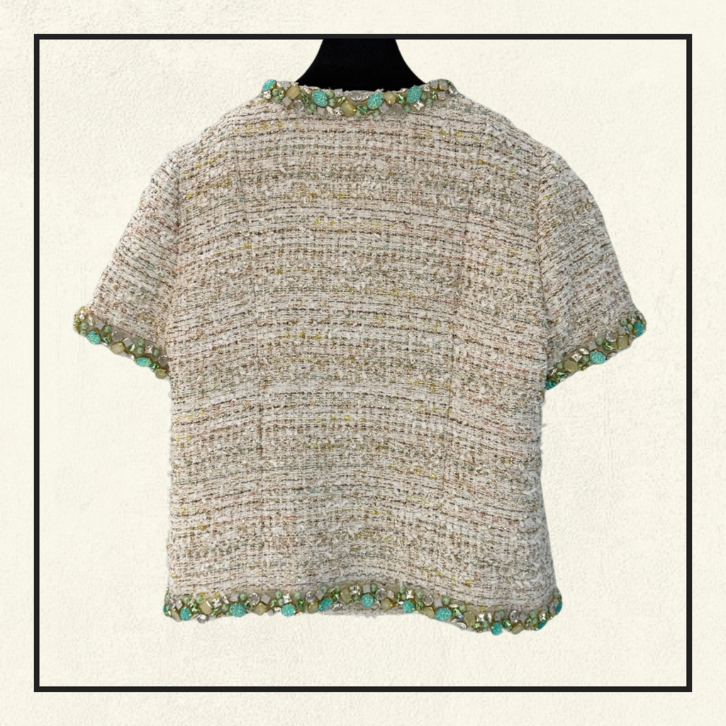 EMBROIDERED TWEED TOP & PENCIL SKIRT