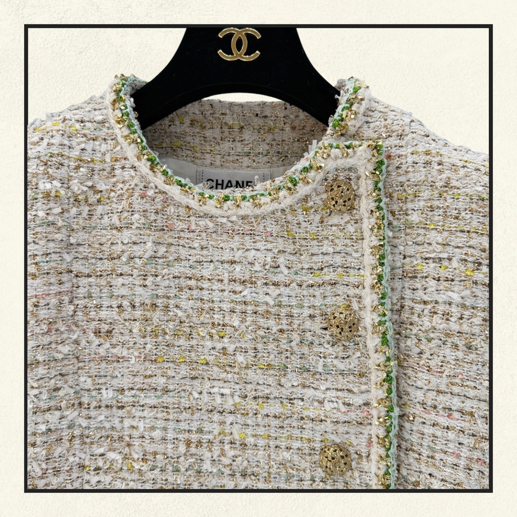 EMBROIDERED TWEED TOP & PENCIL SKIRT