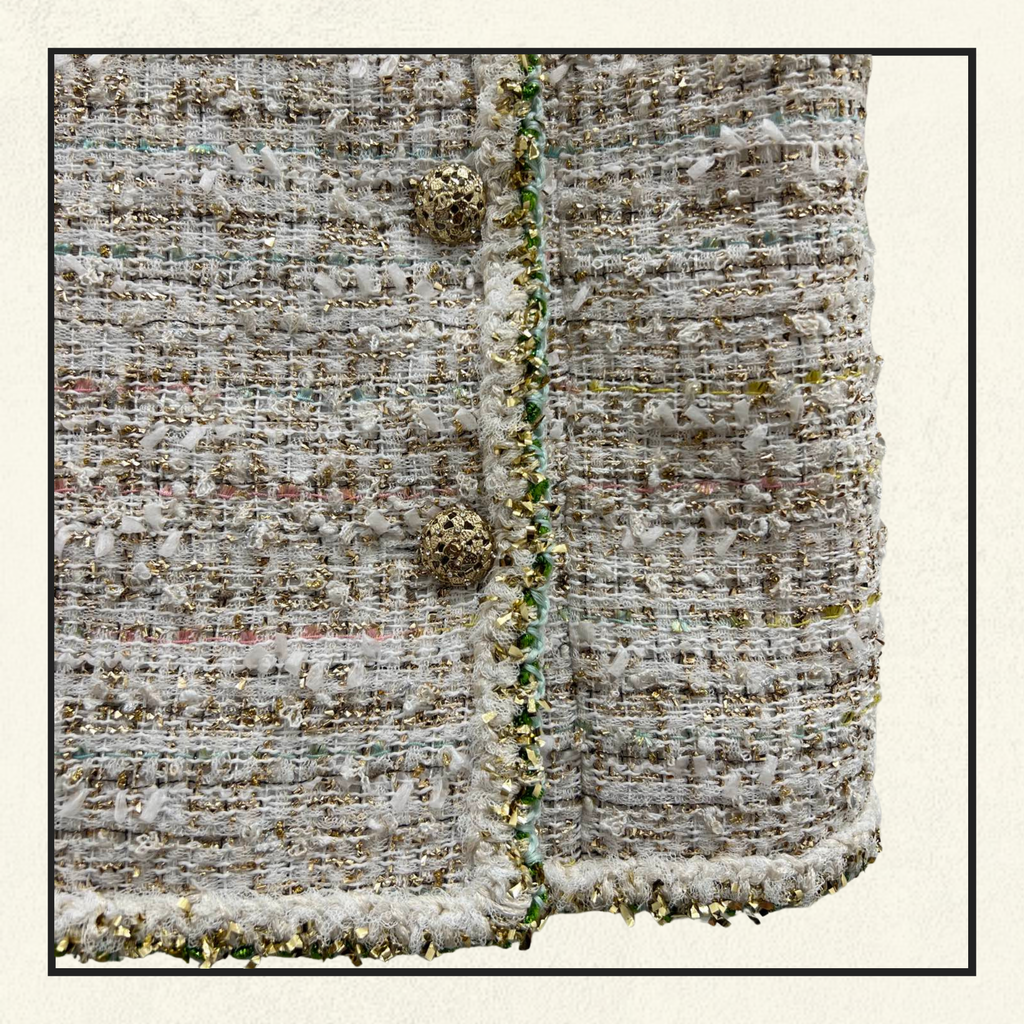 EMBROIDERED TWEED TOP & PENCIL SKIRT