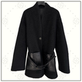 WOOL JACKET WITH LEATHER POCKETS