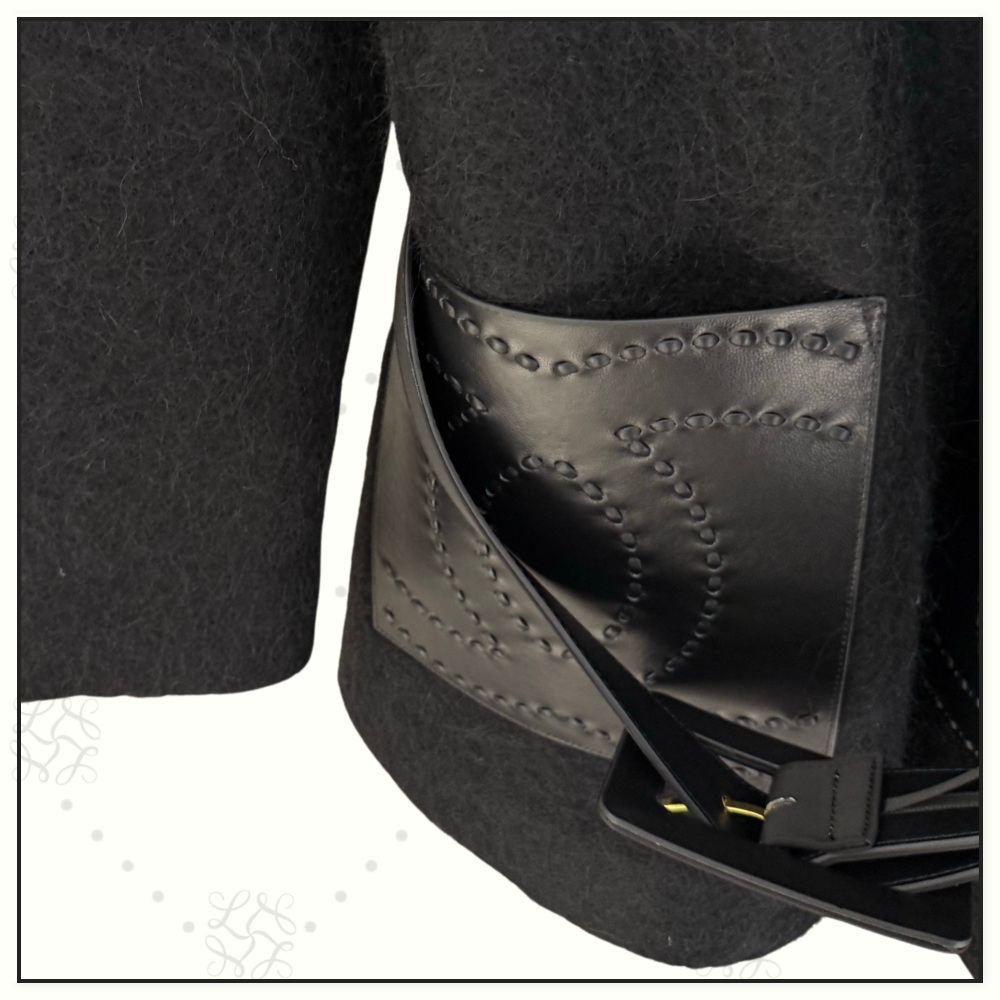 WOOL JACKET WITH LEATHER POCKETS