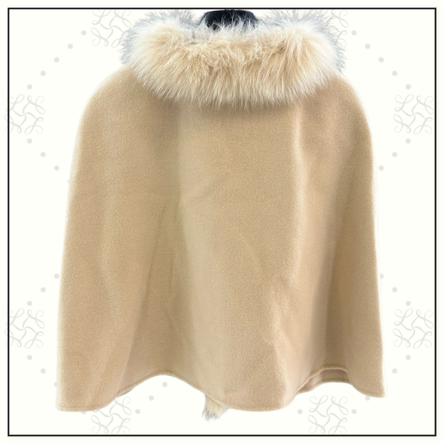 CASHMERE CAPE WITH FOX FUR COLLAR