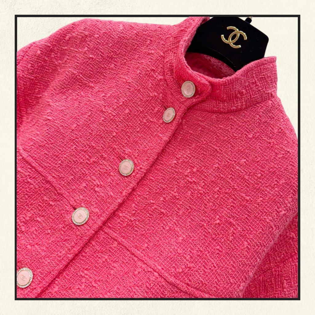 COTTON TWEED SHORT SLEEVE JACKET & MINI SKIRT
