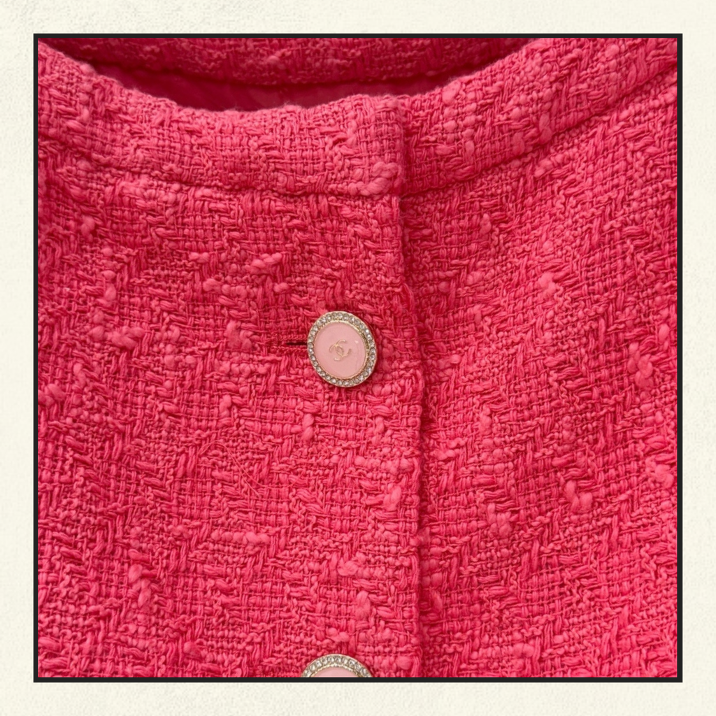 COTTON TWEED SHORT SLEEVE JACKET & MINI SKIRT