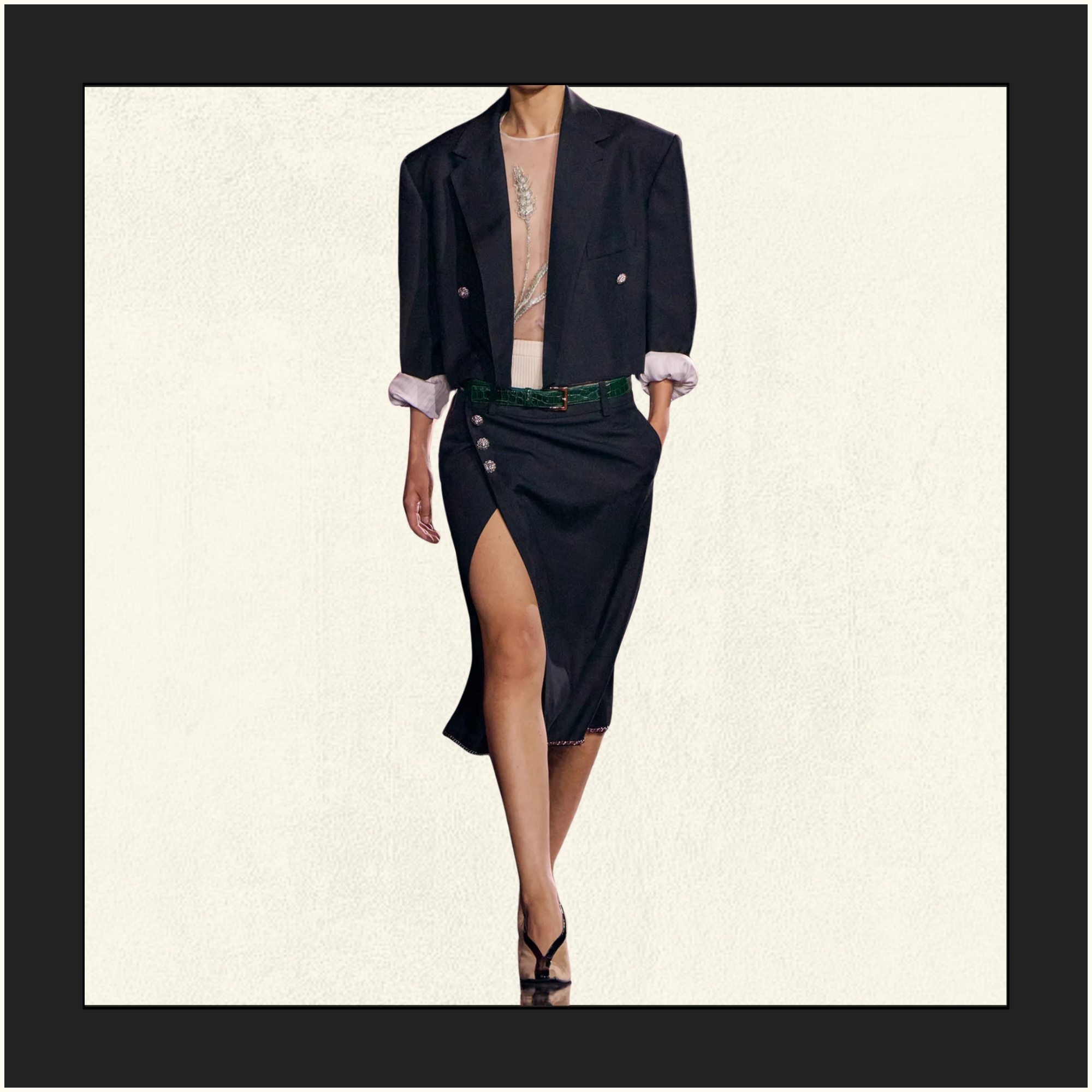 SILK GABARDINE JACKET & PENCIL SKIRT