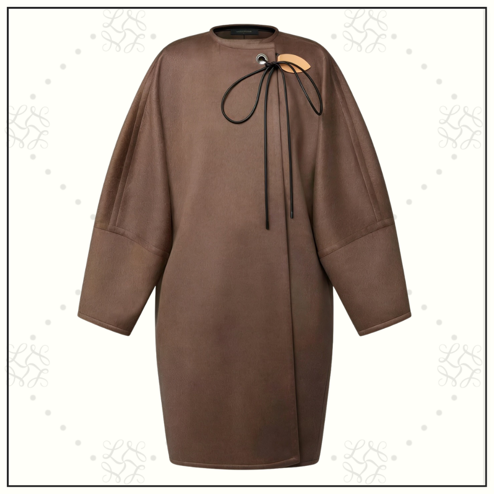 CASHMERE LACE TIE BALLOON SLEEVE COAT