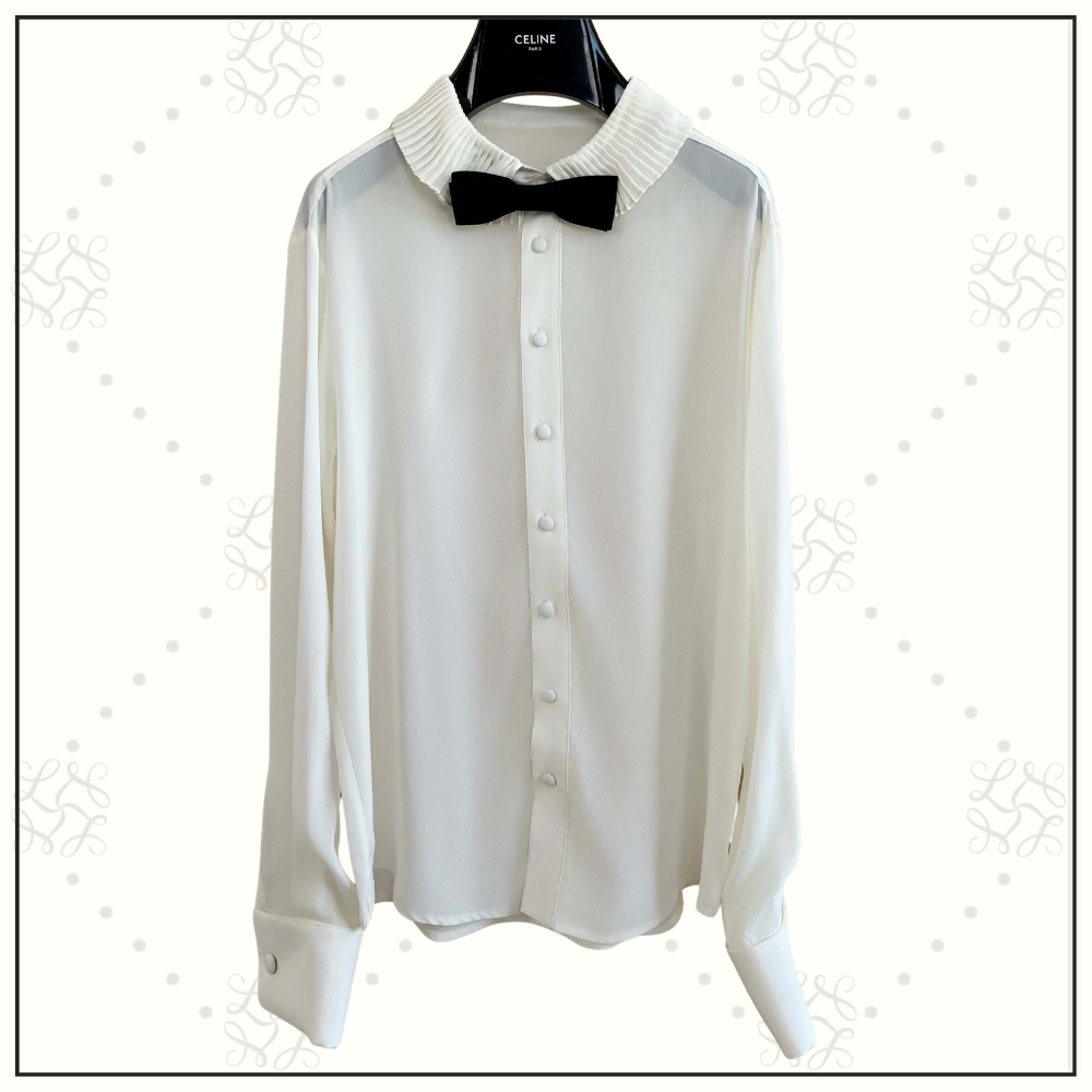 MIA SHIRT WITH BOW IN SILK CRÊPE AND ACETATE