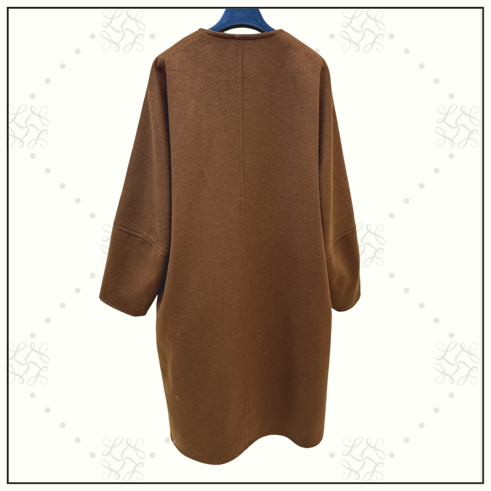 CASHMERE LACE TIE BALLOON SLEEVE COAT