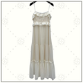 LACE TRIMMED SILK TIERED SLIPDRESS