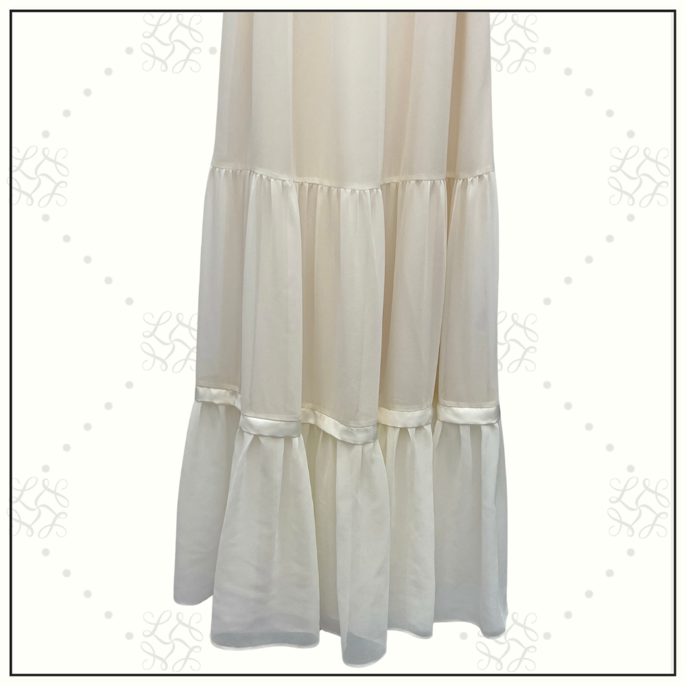 LACE TRIMMED SILK TIERED SLIPDRESS