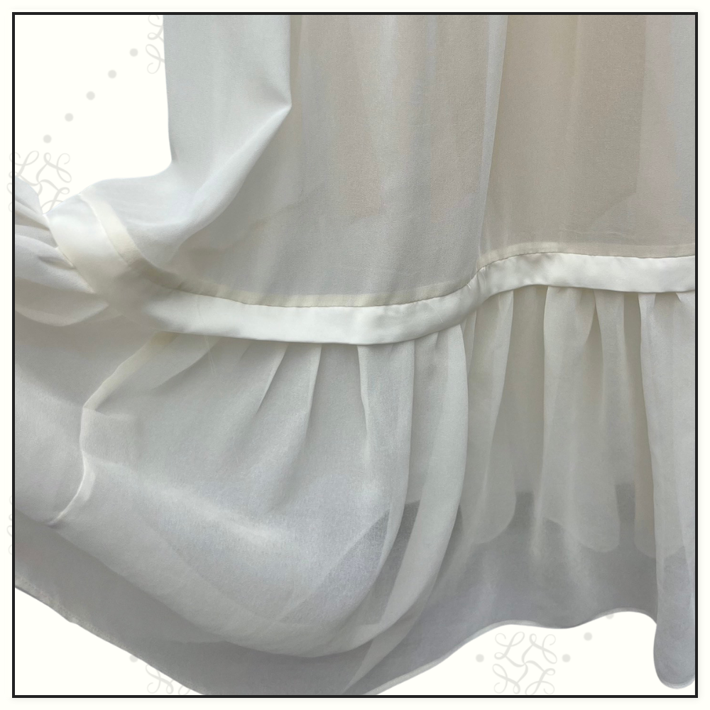 LACE TRIMMED SILK TIERED SLIPDRESS