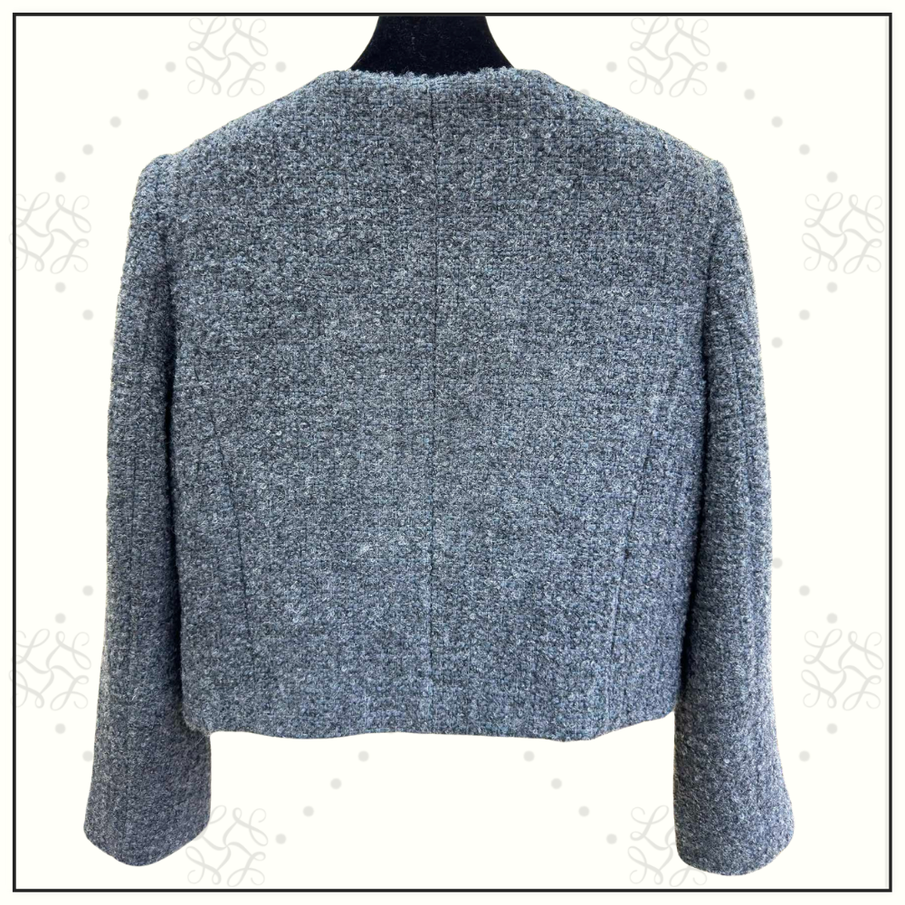 CROPPED WOOL BLEND TWEED JACKET