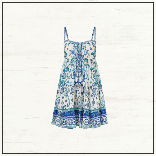 GATHERED BUST TIERED MINI DRESS