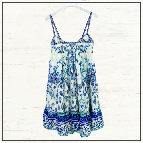 GATHERED BUST TIERED MINI DRESS