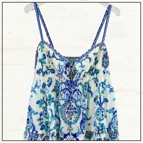 GATHERED BUST TIERED MINI DRESS