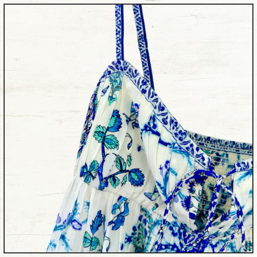 GATHERED BUST TIERED MINI DRESS