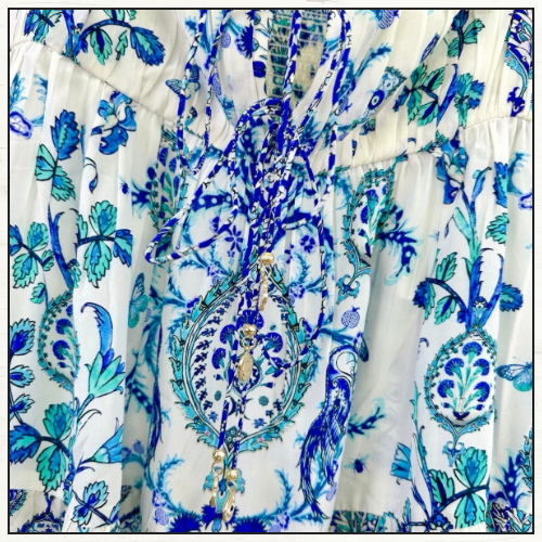 GATHERED BUST TIERED MINI DRESS