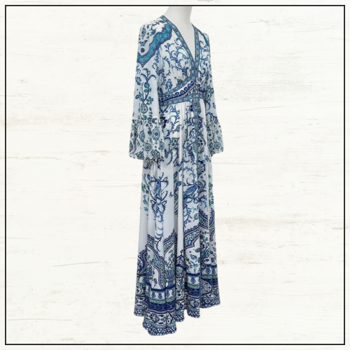 SHAPED WAISTBAND DRESS WITH RUFFLE SLEEVE