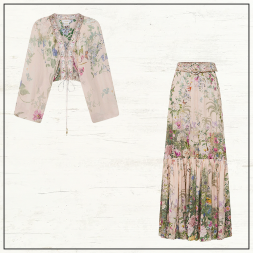 LACE UP FRONT BLOUSE & HEM FRILL SKIRT