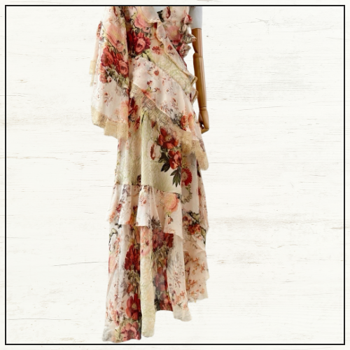 ASYMMETRIC SPLICED RUFFLE DRESS