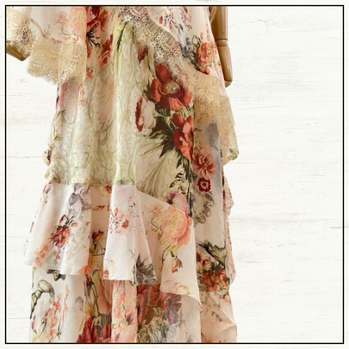 ASYMMETRIC SPLICED RUFFLE DRESS