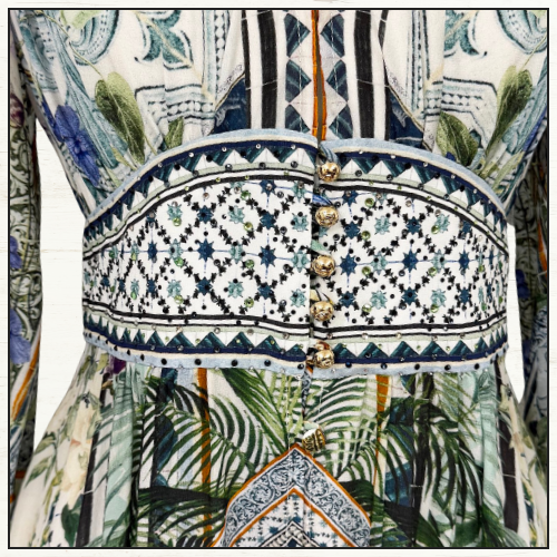 BUTTON DRESS WITH SHAPED WAISTBAND