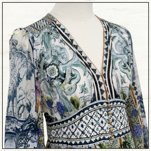 BUTTON DRESS WITH SHAPED WAISTBAND