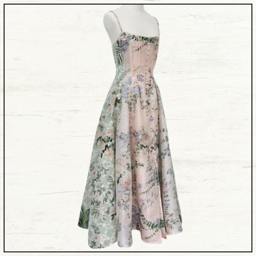 CORSET DRESS WITH LONG FLARED SKIRT