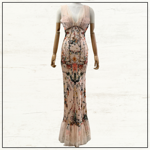 BIAS DRESS WITH MESH OVERLAY