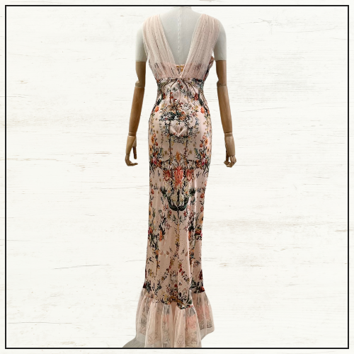 BIAS DRESS WITH MESH OVERLAY