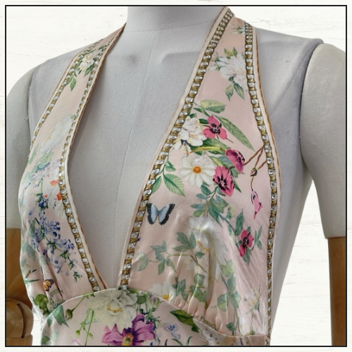 BIAS HALTER DRESS WITH RUFFLE HEM