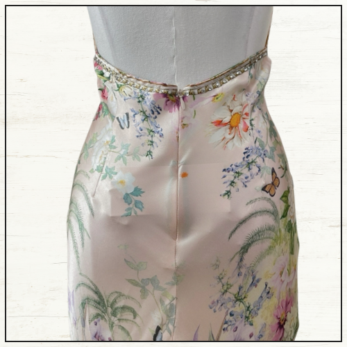 BIAS HALTER DRESS WITH RUFFLE HEM