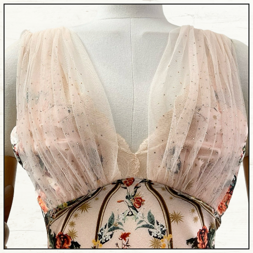 BIAS DRESS WITH MESH OVERLAY