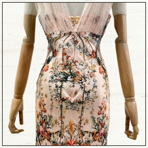 BIAS DRESS WITH MESH OVERLAY