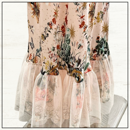 BIAS DRESS WITH MESH OVERLAY