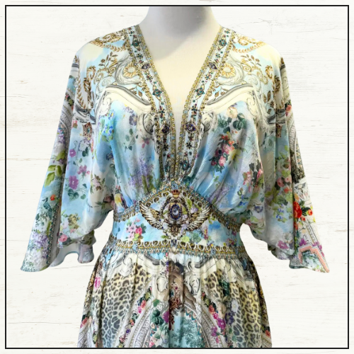 WAISTED DRESS WITH HEM RUFFLE