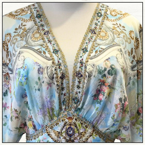 WAISTED DRESS WITH HEM RUFFLE