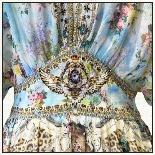 WAISTED DRESS WITH HEM RUFFLE