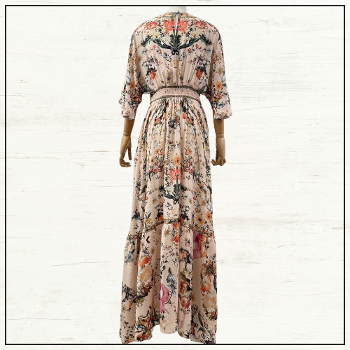 WAISTED DRESS WITH HEM RUFFLE