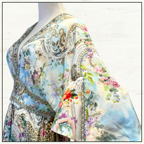 WAISTED DRESS WITH HEM RUFFLE