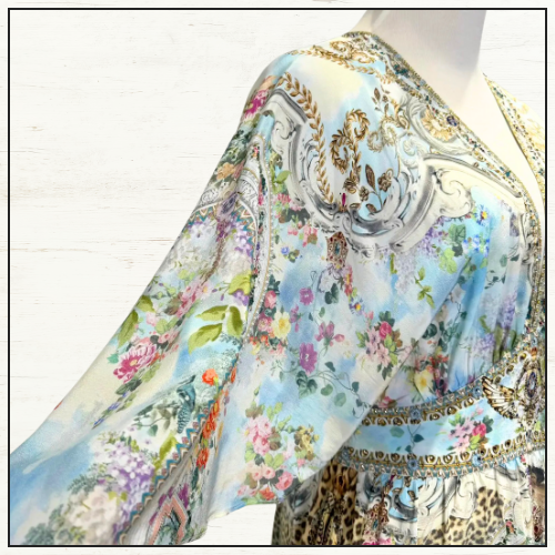 WAISTED DRESS WITH HEM RUFFLE