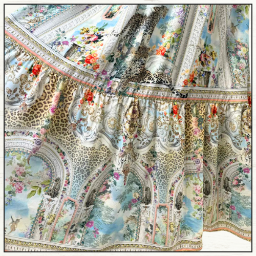 WAISTED DRESS WITH HEM RUFFLE