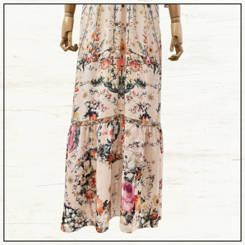 WAISTED DRESS WITH HEM RUFFLE