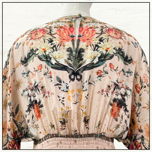 WAISTED DRESS WITH HEM RUFFLE