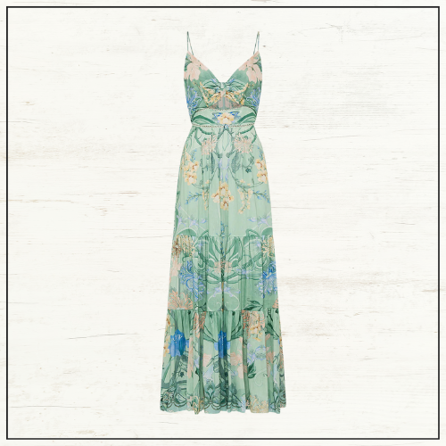 CUT OUT BODICE DRESS WITH TIERED SKIRT