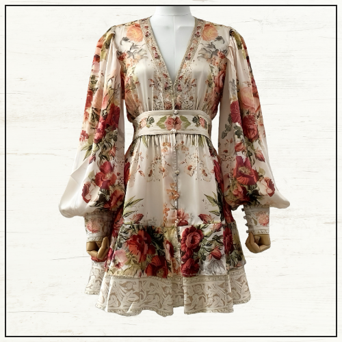 BUTTON FRONT FRILL DRESS