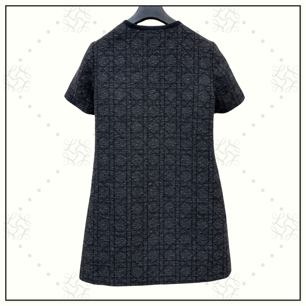 COTTON BLEND MACROCANNAGE MINI DRESS