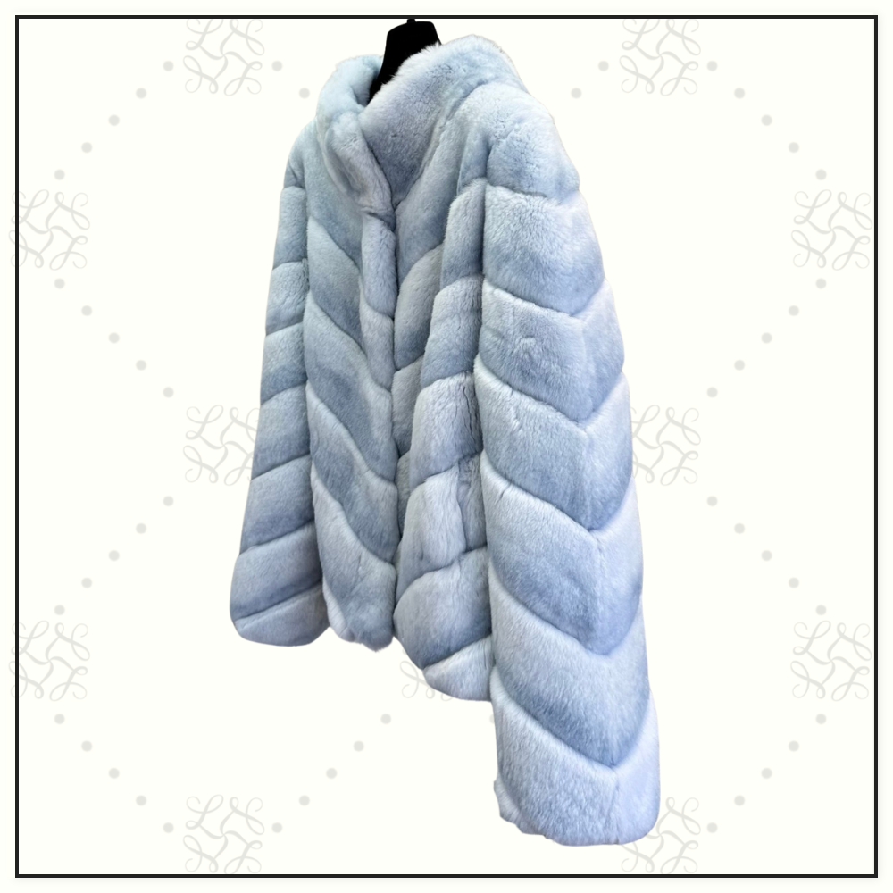 REX RABBIT CHEVRON FUR JACKET
